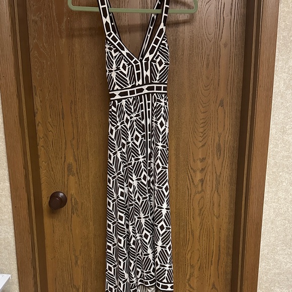 INC International Concepts Geometric Brown and White Maxi Dress - Picture 1 of 5